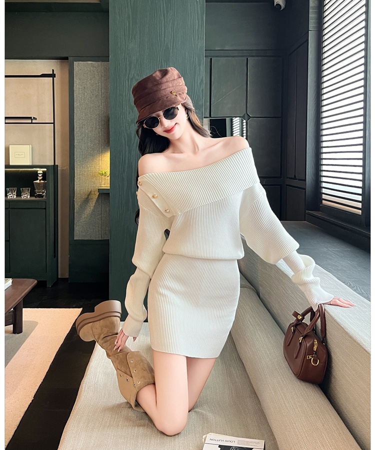 Long sleeve dress France style sweater dress for women