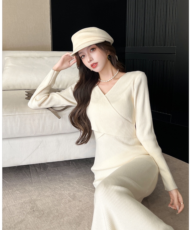 Hepburn style all-match long dress France style overcoat for women