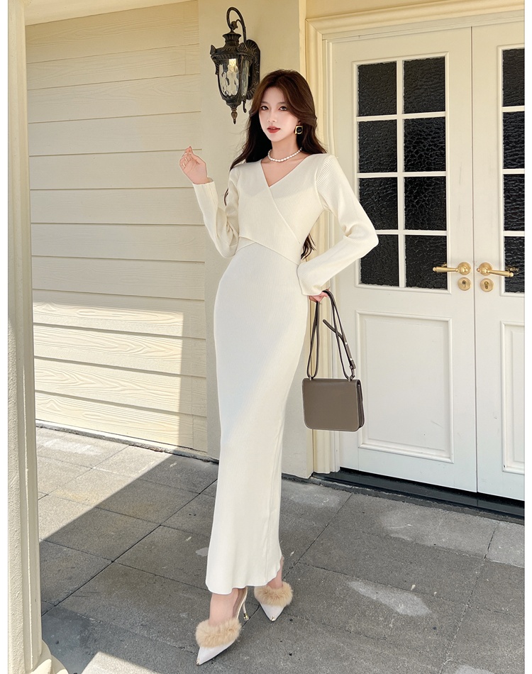 Hepburn style all-match long dress France style overcoat for women