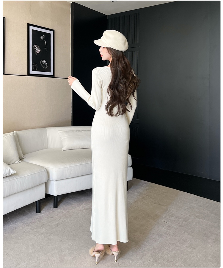 Hepburn style all-match long dress France style overcoat for women