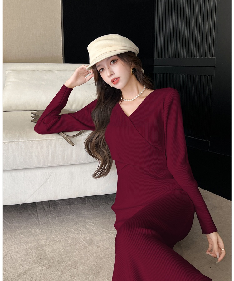 Hepburn style all-match long dress France style overcoat for women