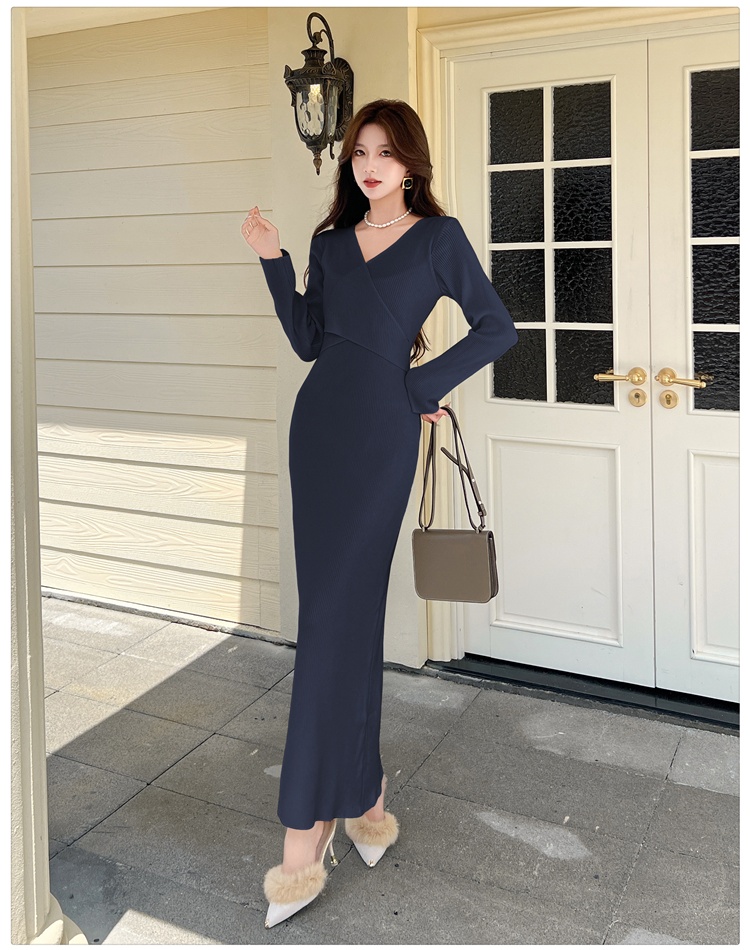 Hepburn style all-match long dress France style overcoat for women