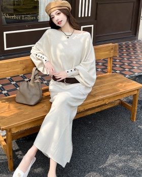 France style high waist skirt autumn sweater a set for women
