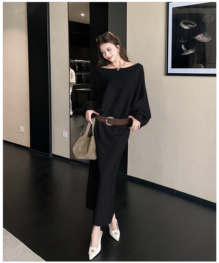 France style high waist skirt autumn sweater a set for women