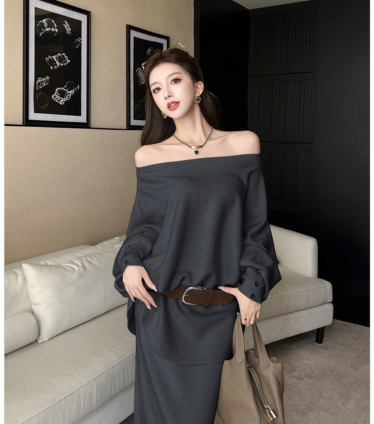 France style high waist skirt autumn sweater a set for women