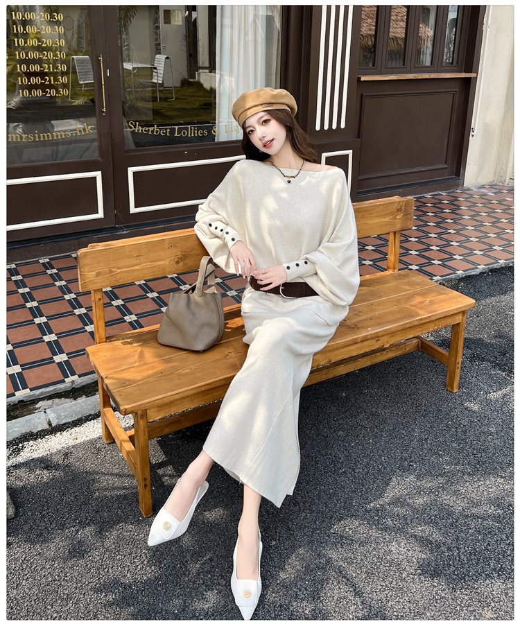 France style high waist skirt autumn sweater a set for women