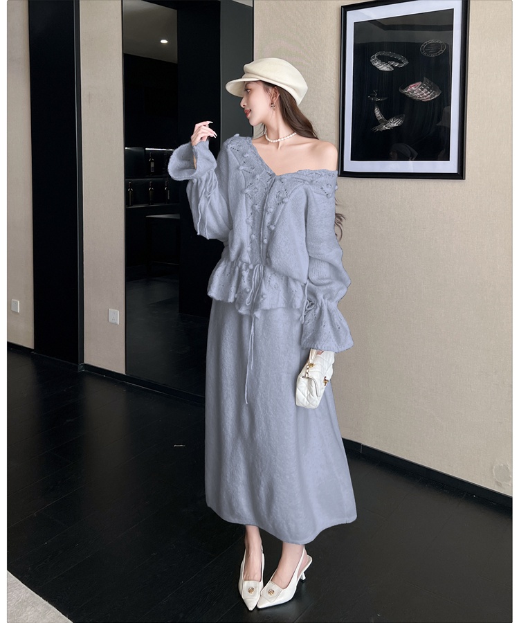 Lazy skirt Western style sweater 2pcs set for women