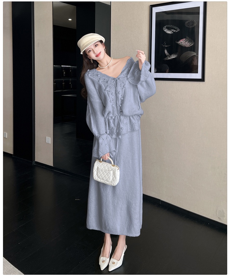 Lazy skirt Western style sweater 2pcs set for women