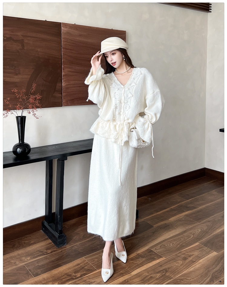 Lazy skirt Western style sweater 2pcs set for women