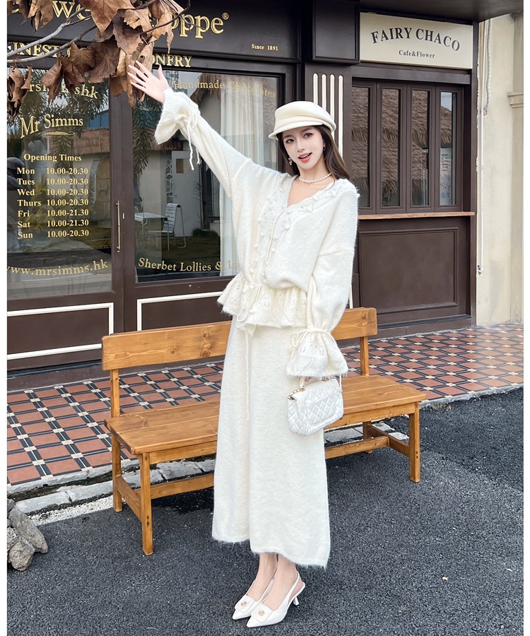 Lazy skirt Western style sweater 2pcs set for women