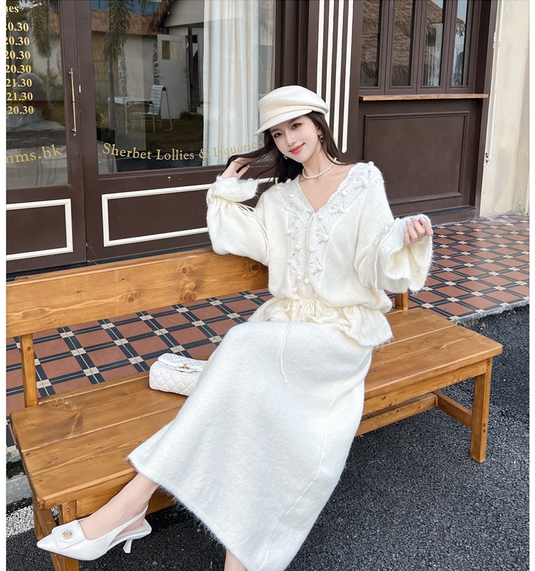 Lazy skirt Western style sweater 2pcs set for women