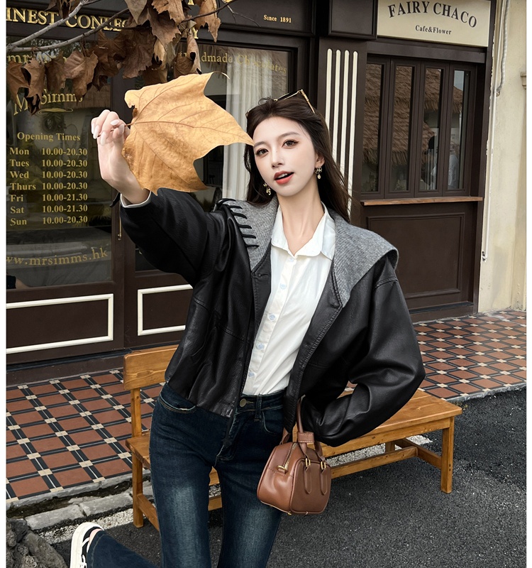Show young lazy leather coat slim coat for women