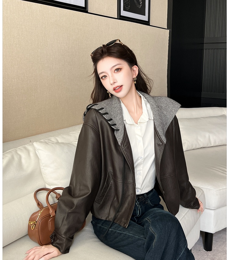 Show young lazy leather coat slim coat for women