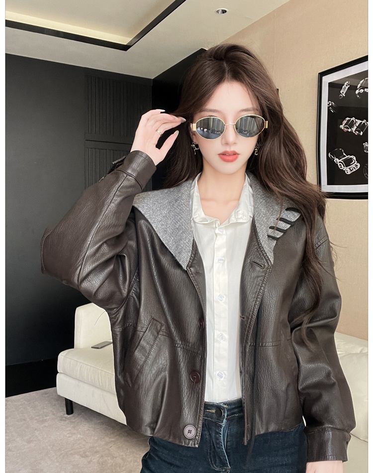 Show young lazy leather coat slim coat for women