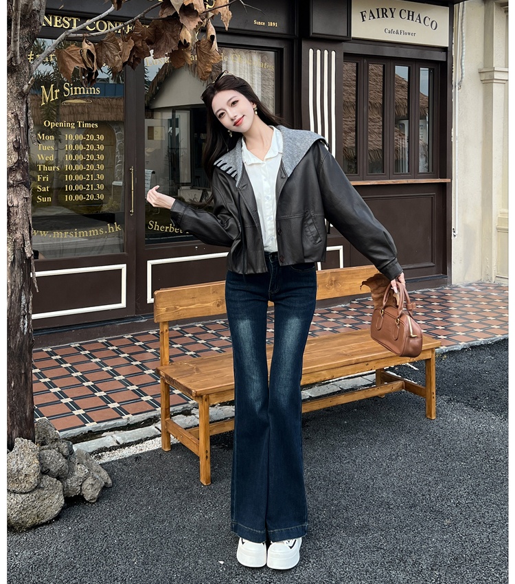 Show young lazy leather coat slim coat for women