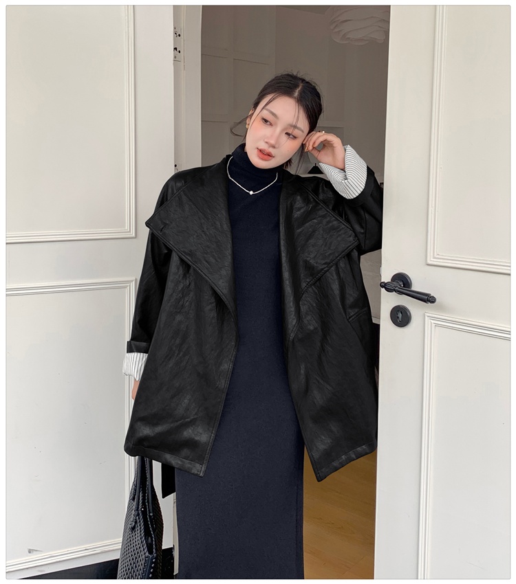 Brown locomotive jacket retro autumn leather coat for women