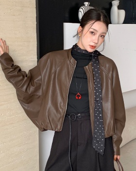 Locomotive leather coat black jacket for women