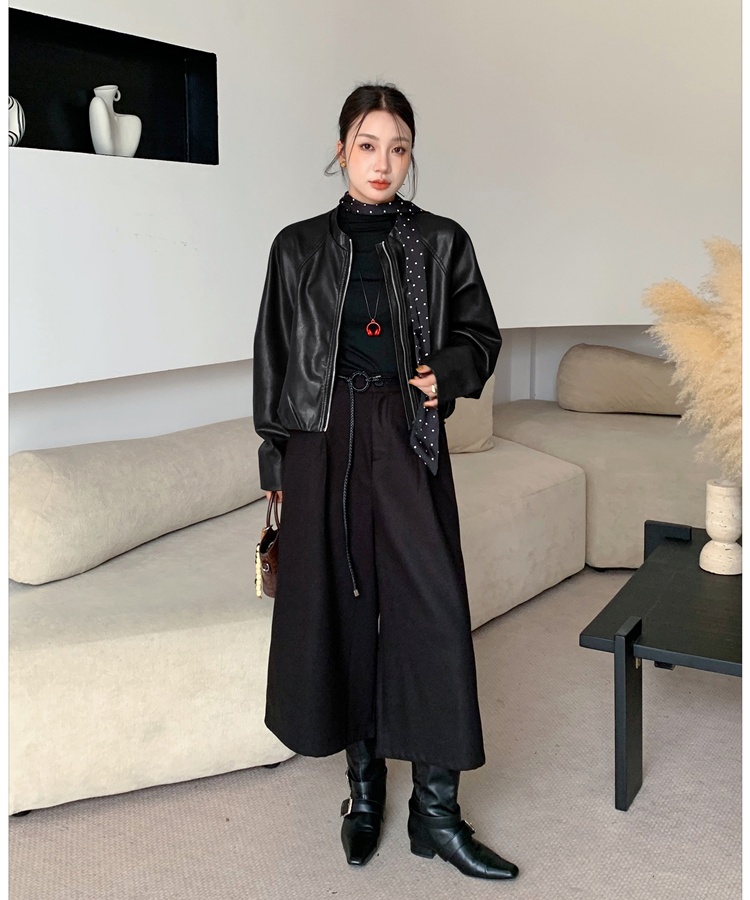 Locomotive leather coat black jacket for women
