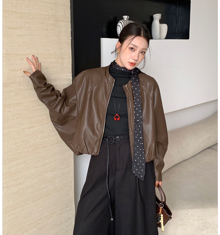 Locomotive leather coat black jacket for women