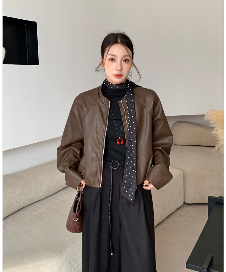Locomotive leather coat black jacket for women
