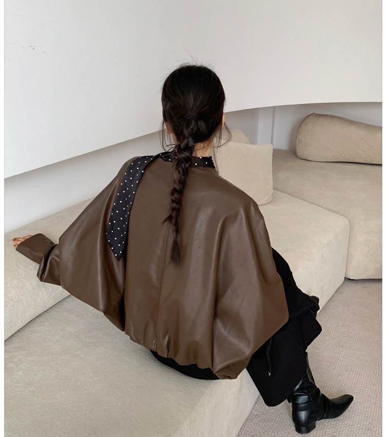 Locomotive leather coat black jacket for women