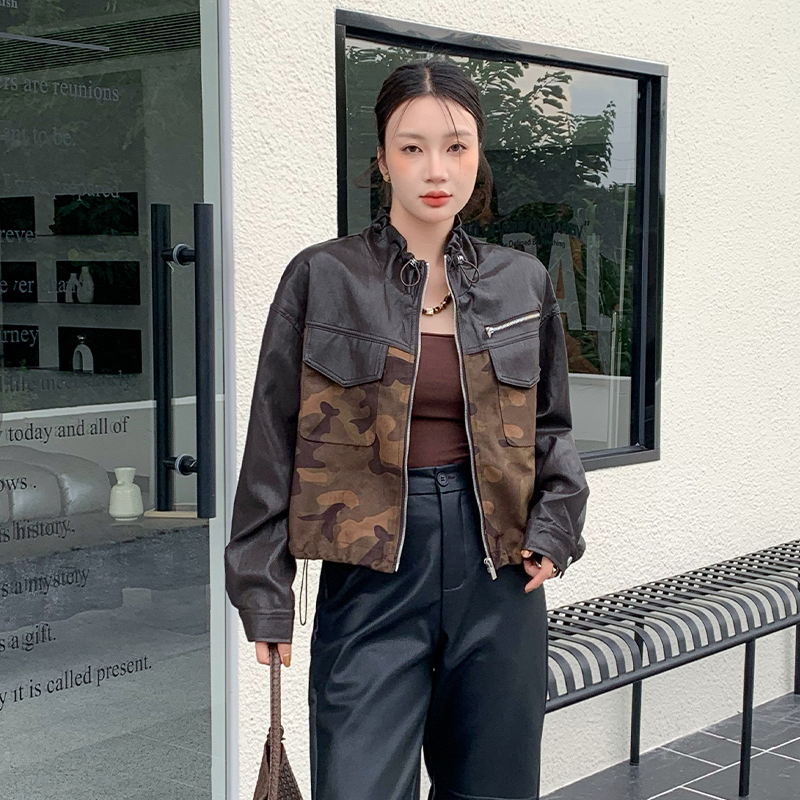 Autumn velvet jacket jacket camouflage tops for women