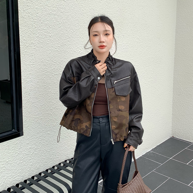 Autumn velvet jacket jacket camouflage tops for women