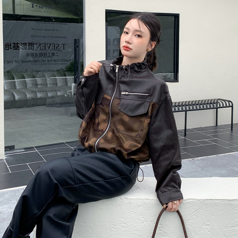 Autumn velvet jacket jacket camouflage tops for women