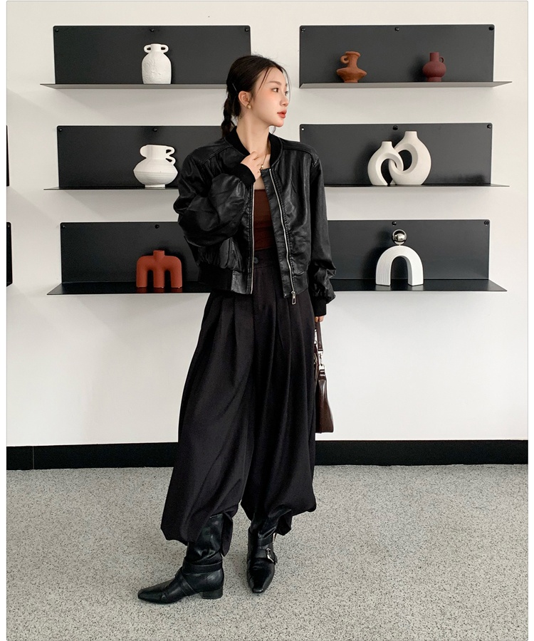 Autumn and winter jacket retro leather coat for women