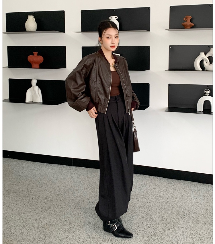 Autumn and winter jacket retro leather coat for women