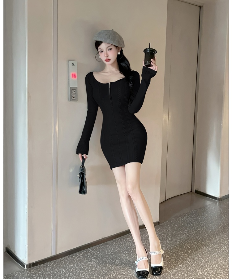 Bottoming U-neck dress knitted T-back for women