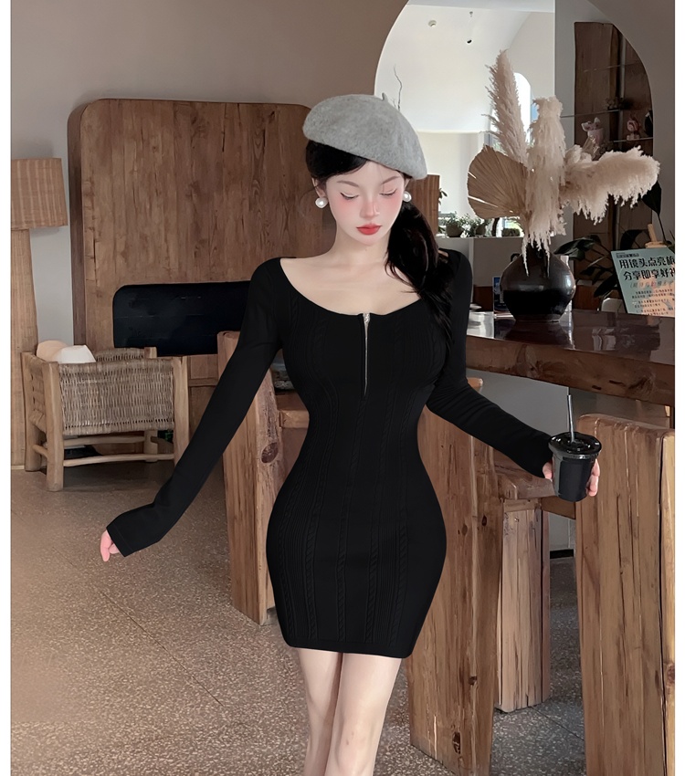 Bottoming U-neck dress knitted T-back for women