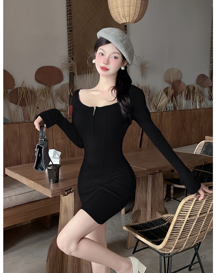 Bottoming U-neck dress knitted T-back for women
