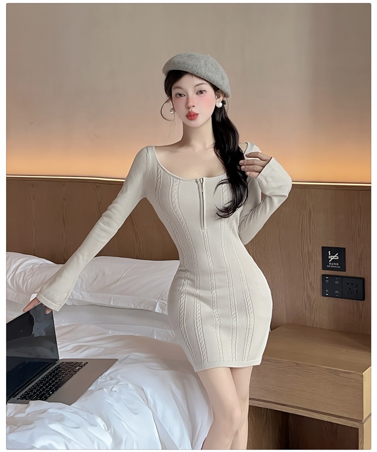 Bottoming U-neck dress knitted T-back for women
