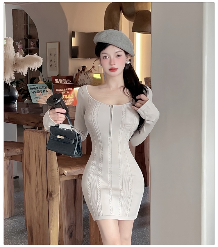 Bottoming U-neck dress knitted T-back for women