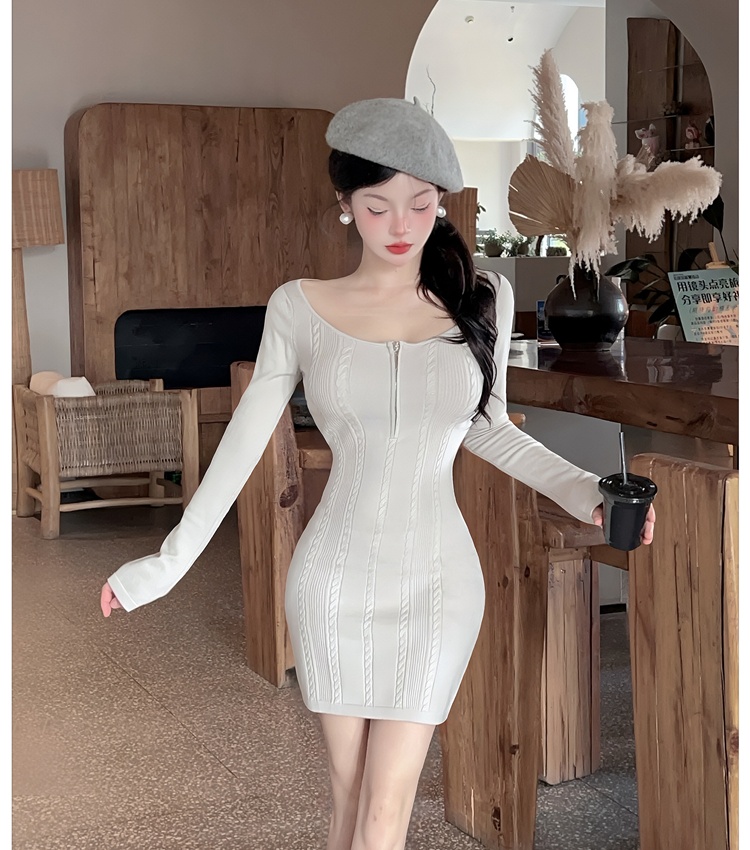 Bottoming U-neck dress knitted T-back for women