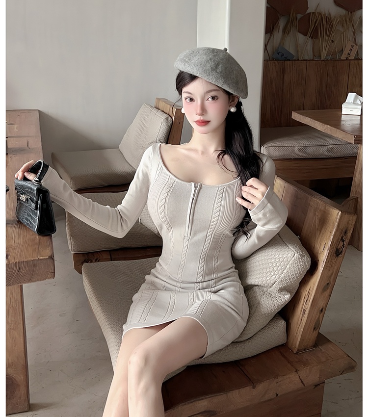 Bottoming U-neck dress knitted T-back for women