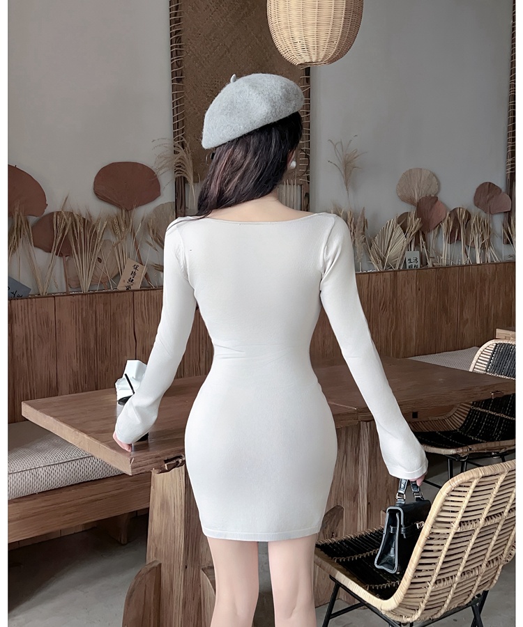 Bottoming U-neck dress knitted T-back for women