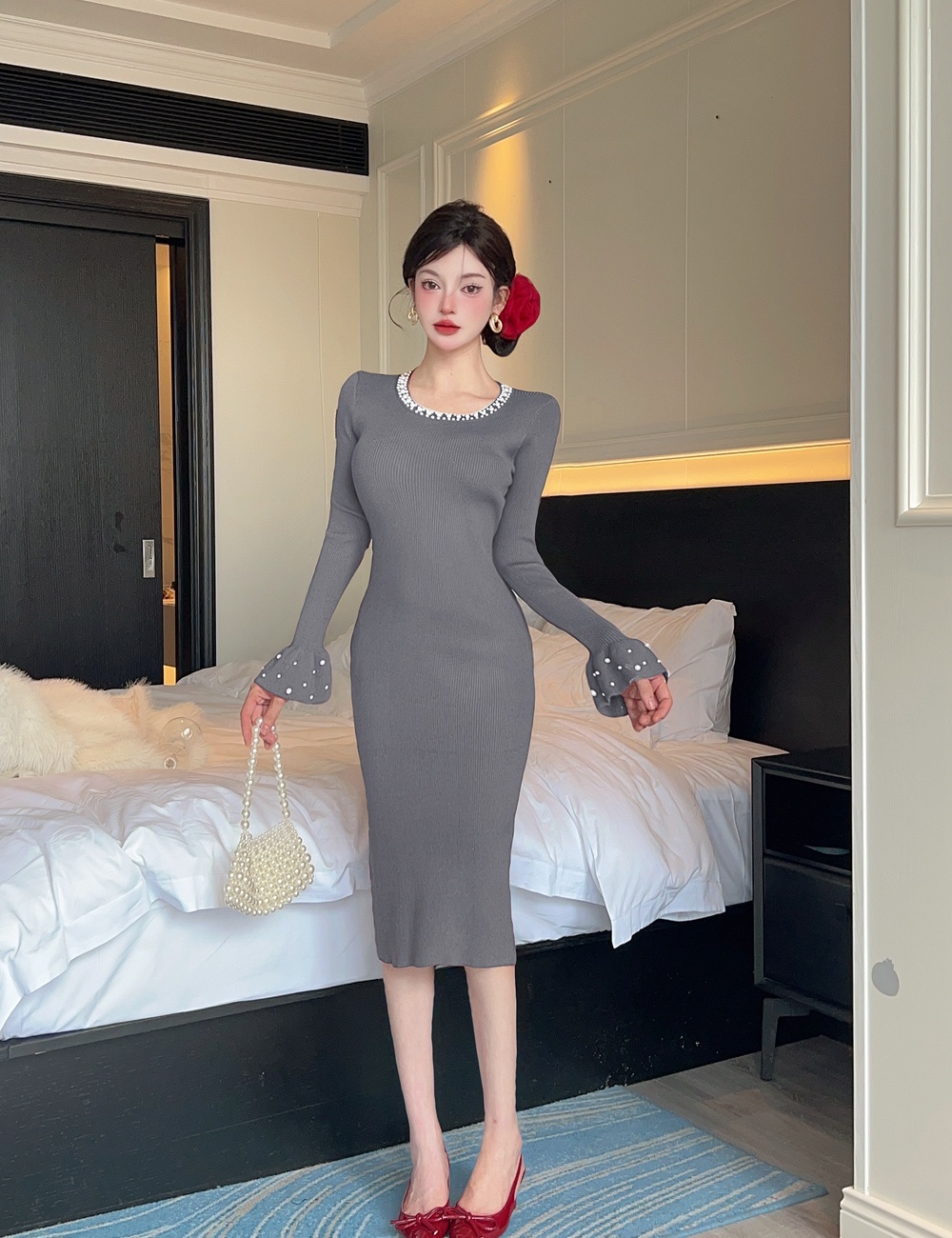 Korean style dress sweater dress for women