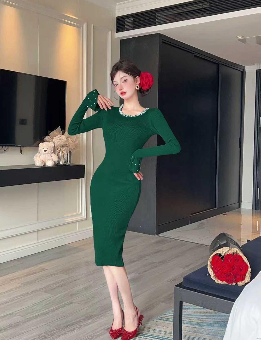 Korean style dress sweater dress for women