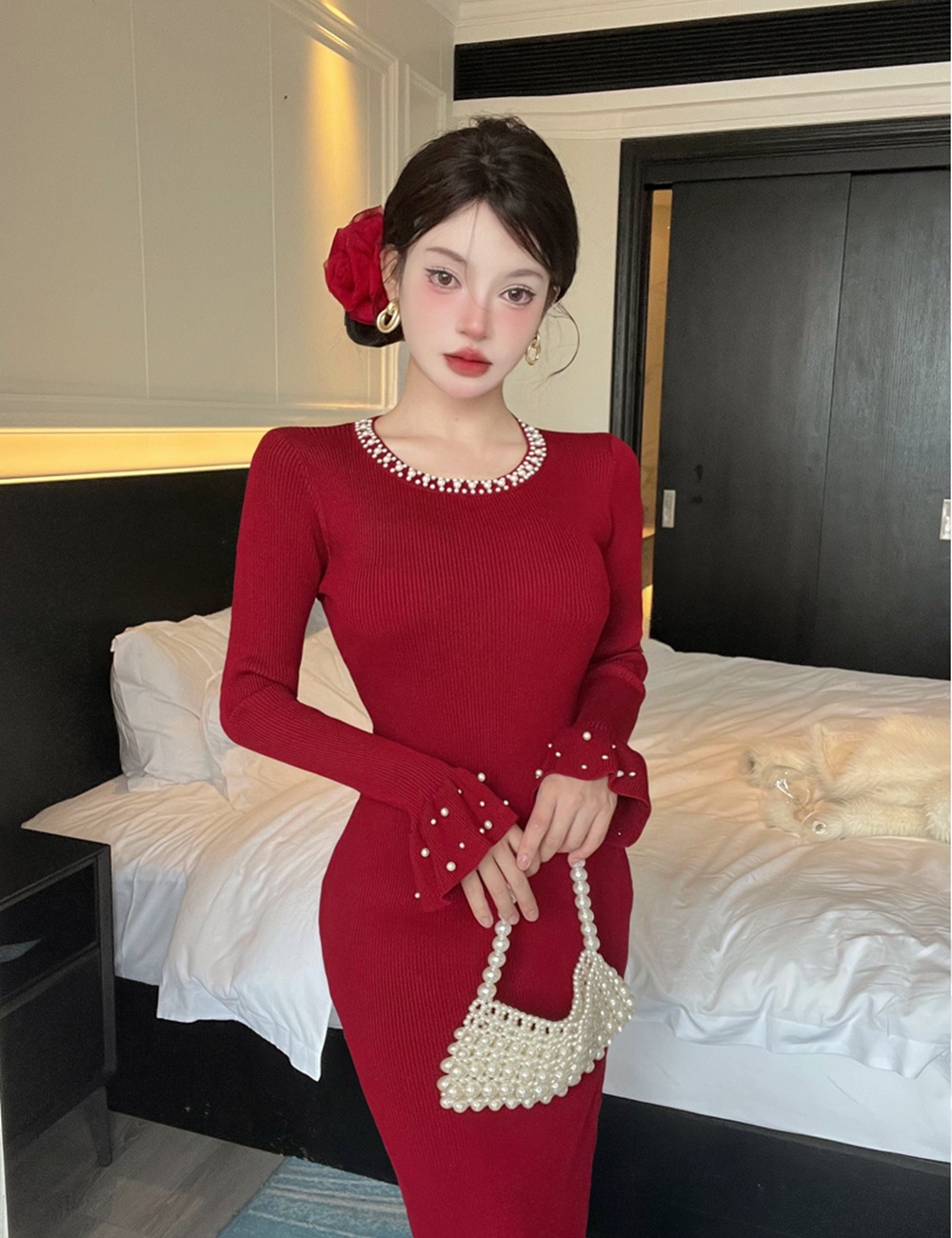 Korean style dress sweater dress for women