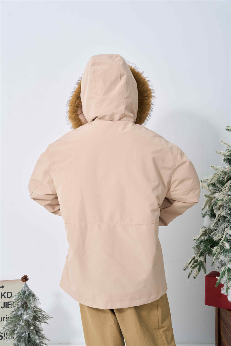 Loose large fur collar cotton coat hooded thermal coat