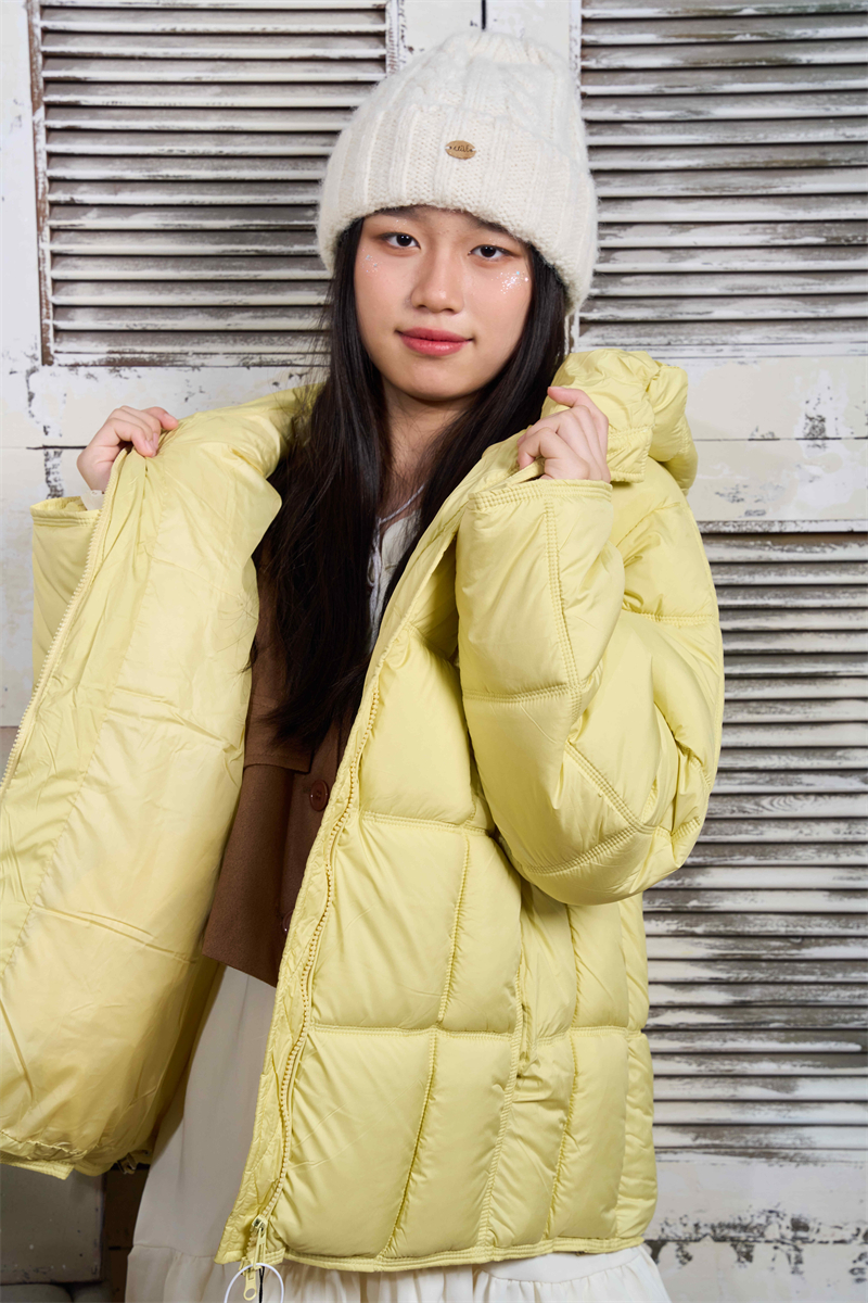 White hooded cotton coat winter Korean style coat for women