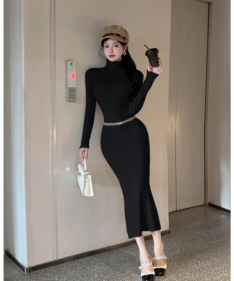 All-match dress exceed knee long dress for women