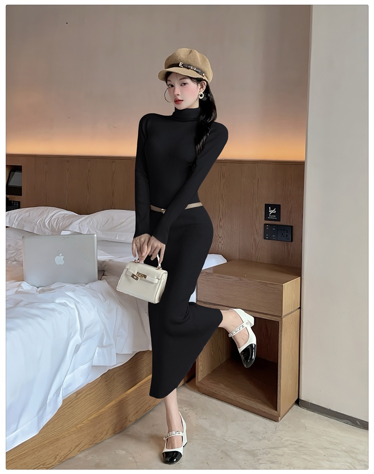 All-match dress exceed knee long dress for women