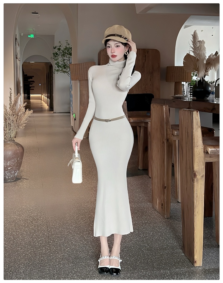 All-match dress exceed knee long dress for women