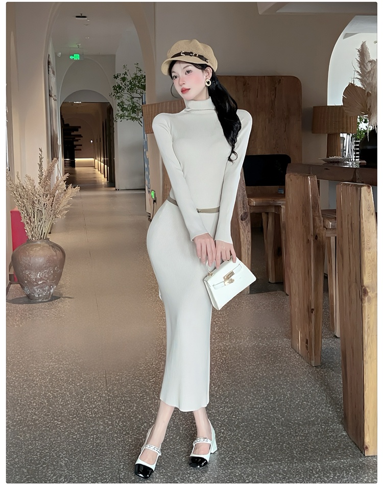 All-match dress exceed knee long dress for women