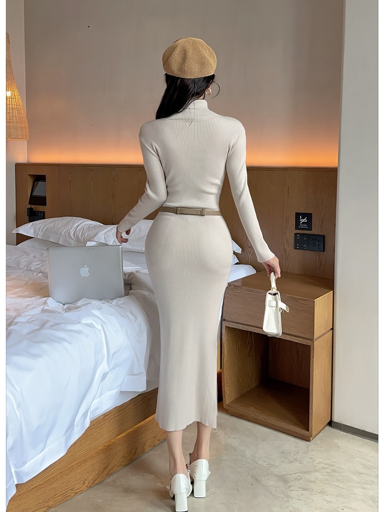 All-match dress exceed knee long dress for women