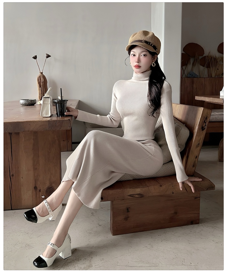 All-match dress exceed knee long dress for women
