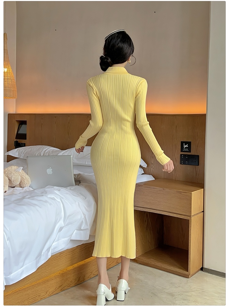 Slim lapel long dress temperament dress